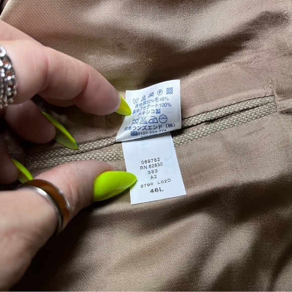 Lands' End Tan Silk Wool Blazer Sportscoat Office Career Classic Professional - Picture 5 of 14